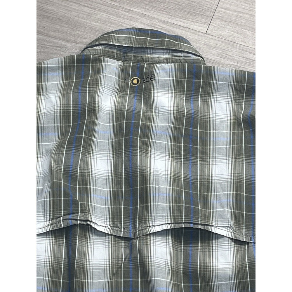 Carhartt Force Ridgefield Plaid Short Sleeve Relaxed Fit Shirt Men Large Vented - Picture 3 of 8
